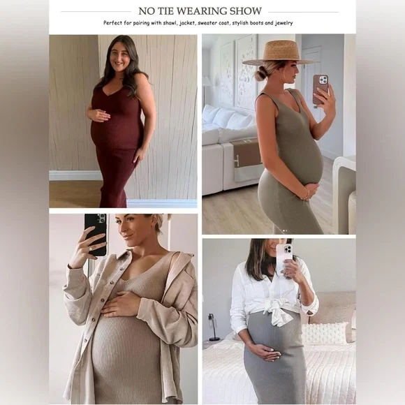 NWT Maternity Dress Sleeveless Rib Knit Baby Shower Dresses Pregnancy Large XL - Picture 3 of 4